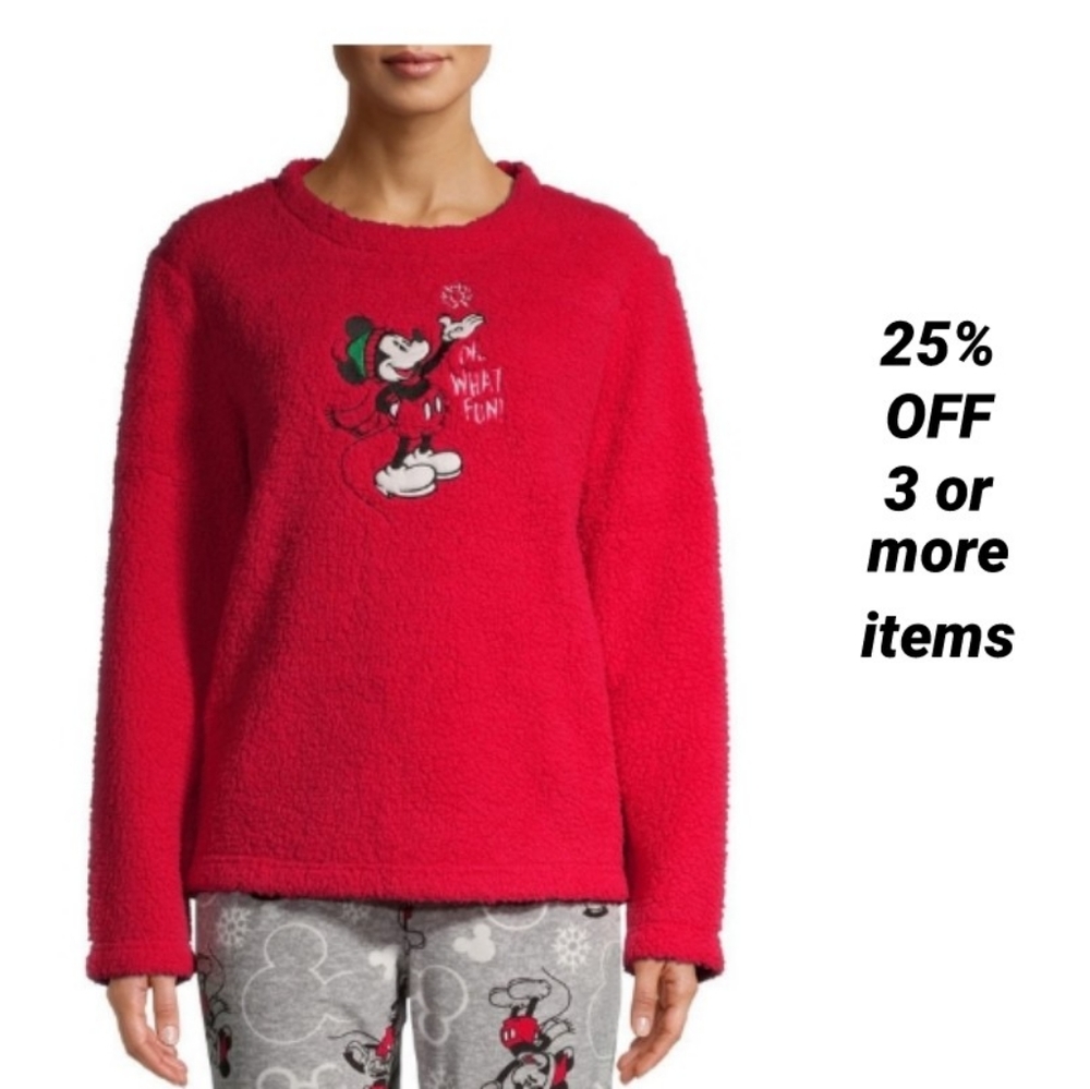 Mickey Mouse Disney Plush Sweater Teddy Sherpa Chunky Knit Cozy Oversized Soft